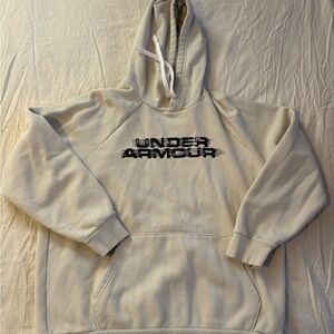 Under Armour Men's Cream Pullover Hoodie with Black Logo